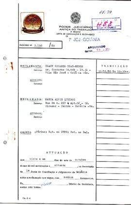 Reclamação Trabalhista 2190/1980