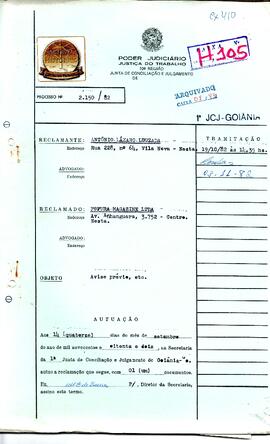 Reclamação Trabalhista 2150/1982