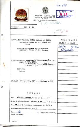 Reclamação Trabalhista 928/1981