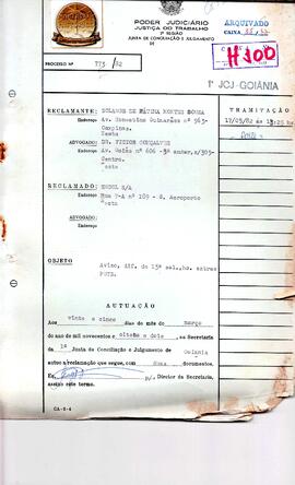 Reclamação Trabalhista 773/1982