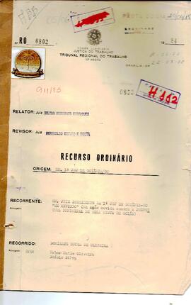 Recurso Ordinário 0802/1984