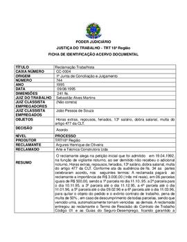 Ficha de Identificação do Acervo Documental