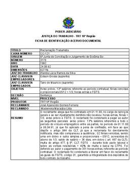 Ficha de Identificação do Acervo Documental