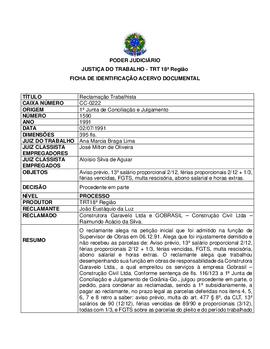 Ficha de Identificação do Acervo Documental