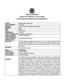 Ficha de Identificação do Acervo Documental