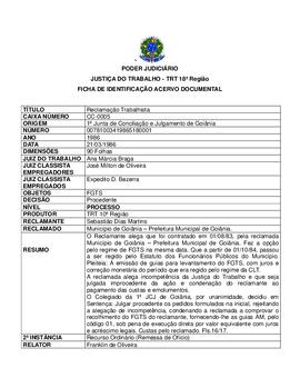 Ficha de Identificação do Acervo Documental