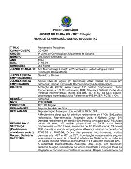 Ficha de Identificação do Acervo Documental