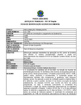 Ficha de Identificação do Acervo Documental