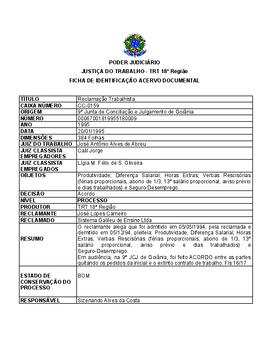 Ficha de Identificação do Acervo Documental