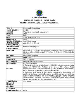 Ficha de Identificação do Acervo Documental