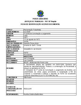 Ficha de Identificação do Acervo Documental