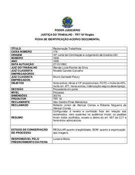 Ficha de Identificação do Acervo Documental