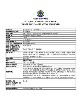 Ficha de Identificação do Acervo Documental