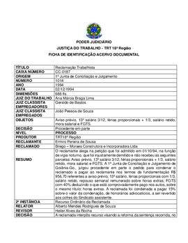 Ficha de Identificação do Acervo Documental