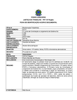 Ficha de Identificação do Acervo Documental