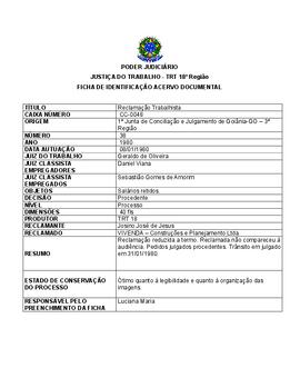 Ficha de Identificação do Acervo Documental