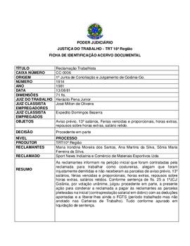 Ficha de Identificação do Acervo Documental