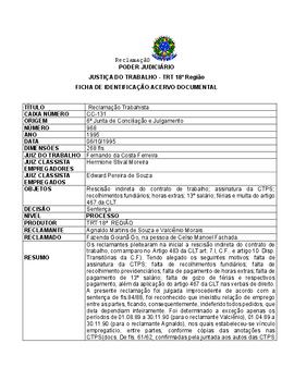 Ficha de Identificação do Acervo Documental