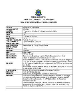 Ficha de Identificação do Acervo Documental