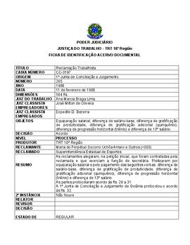 Ficha de Identificação do Acervo Documental