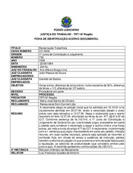 Ficha de Identificação do Acervo Documental