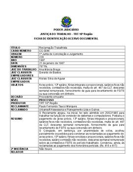 Ficha de Identificação do Acervo Documental