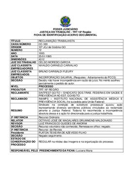 Ficha de Identificação do Acervo Documental