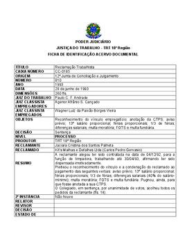 Ficha de Identificação do Acervo Documental