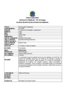 Ficha de Identificação do Acervo Documental