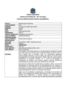 Ficha de Identificação do Acervo Documental