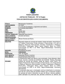 Ficha de Identificação do Acervo Documental