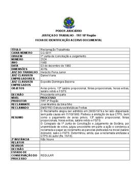 Ficha de Identificação do Acervo Documental