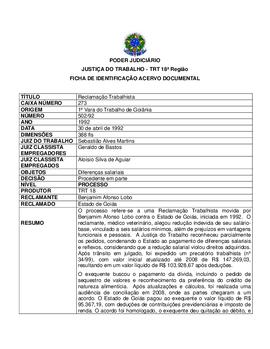 Ficha de Identificação do Acervo Documental