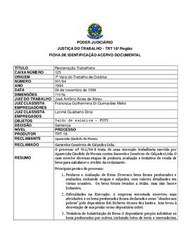 Ficha de Identificação do Acervo Documental