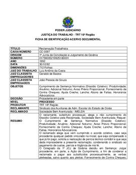 Ficha de Identificação do Acervo Documental