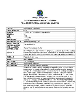 Ficha de Identificação do Acervo Documental