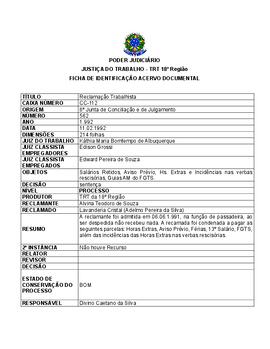 Ficha de Identificação Acervo Documental