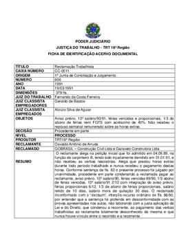 Ficha de Identificação do Acervo Documental