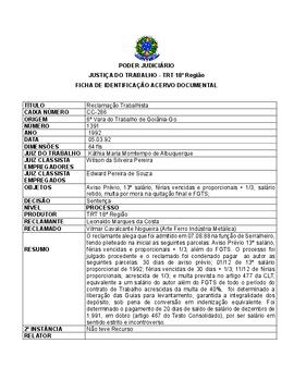 Ficha de Identificação do Acervo Documental