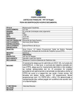 Ficha de Identificação do Acervo Documental