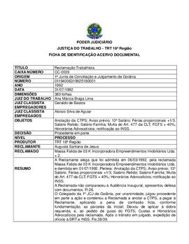 Ficha de Identificação do Acervo Documental