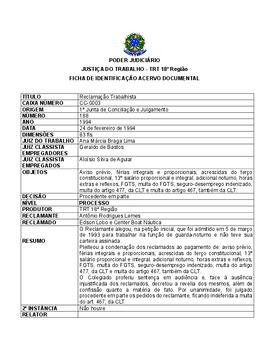 Ficha de Identificação do Acervo Documental