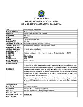 Ficha de Identificação do Acervo Documental