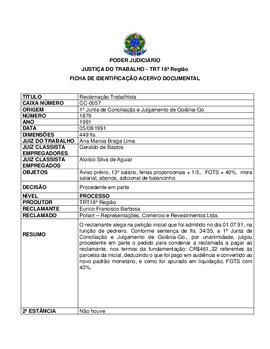 Ficha de Identificação do Acervo Documental
