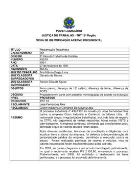 Ficha de Identificação do Acervo Documental