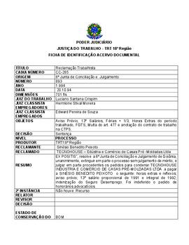 Ficha de Identificação do Acervo Documental