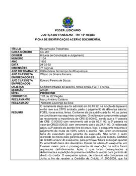 Ficha de Identificação do Acervo Documental