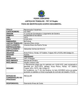 Ficha de Identificação do Acervo Documental