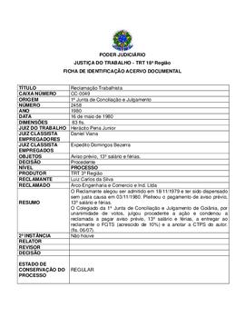 Ficha de Identificação do Acervo Documental