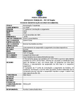 Ficha de Identificação do Acervo Documental